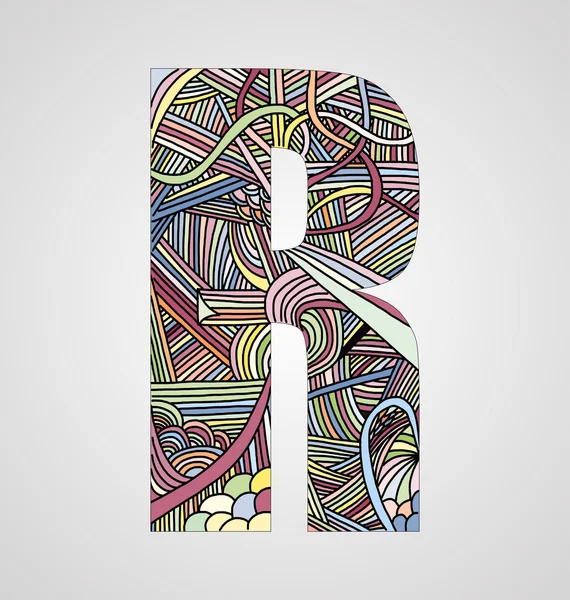 Letra "R" do alfabeto doodle — Vetor de Stock