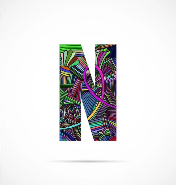 Letter "N" van doodle alfabet — Stockvector