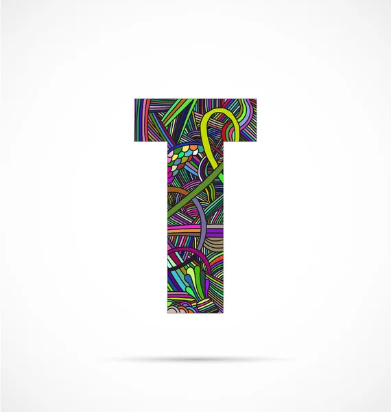 Písmeno "T" doodle abecedy — Stockový vektor