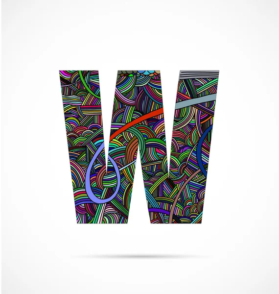 "W" γράμμα από το αλφάβητο doodle — Διανυσματικό Αρχείο