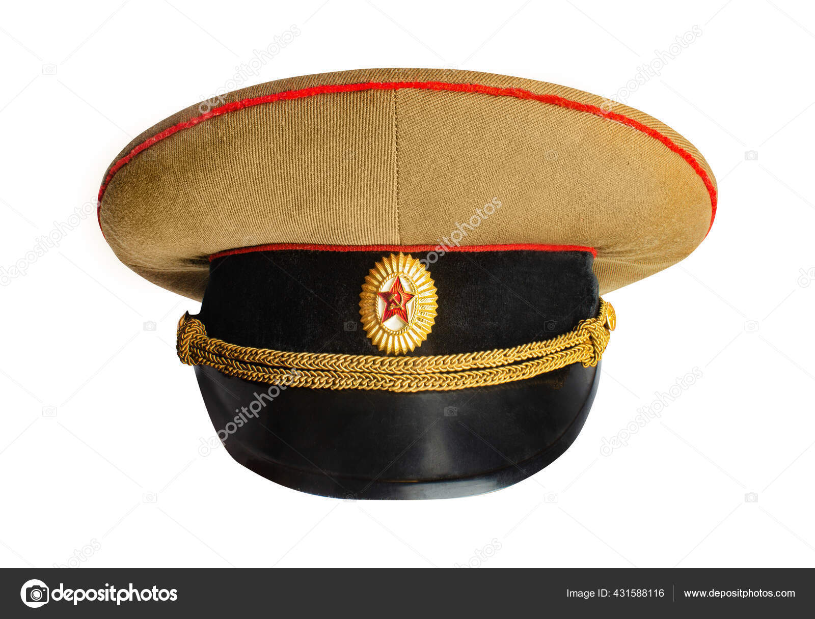 Isolated Photo Soviet Officer Military Peaked Cap White Background