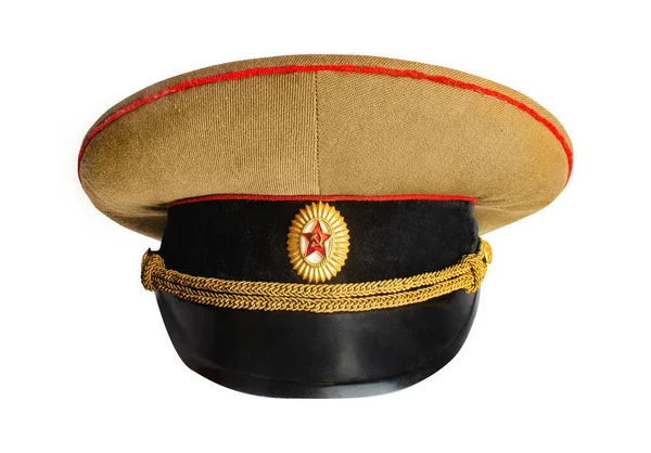 Isolated Photo Soviet Officer Military Peaked Cap White Background — Stock Photo, Image