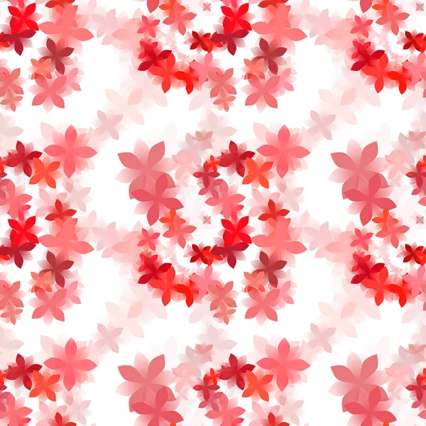 白を基調としたシームレスな赤基調の花柄イラスト — ストック写真