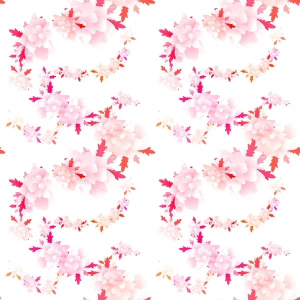 Ilustrasi Pola Bunga Dengan Warna Merah Muda Jingga Dan Merah Stok Gambar