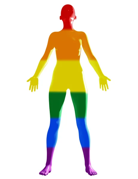 Isolerad Kvinnlig Figur Färgad Hbtq Stolthet Flagga — Stockfoto