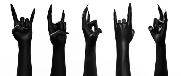 Darstellung Der Weiblichen Schwarzen Kreatur Oder Hexenhörner Hand Posiert Isoliert — Stockfoto