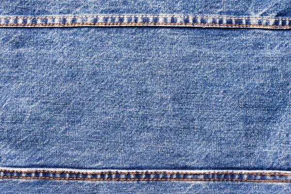 Tekstura Tło Zdjęcie Niebieskiej Tkaniny Jeansowej Szwami — Zdjęcie stockowe