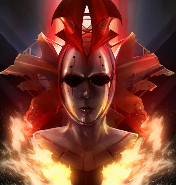 炎と血の鉄の乙女マスク — ストック写真