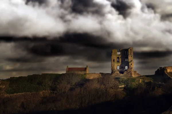 Castelo Scarborough Uma Antiga Fortaleza Real Medieval Situada Promontório Rochoso — Fotografia de Stock