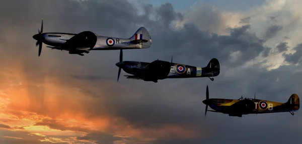 Duxford Cambridgeshire September 2019 스파이 타이어 단발대요 전투기 — 스톡 사진