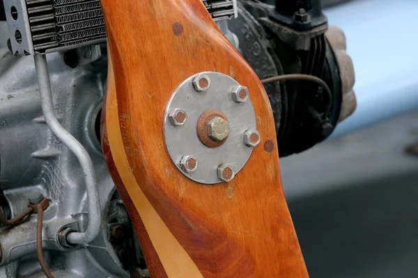 Newark Air Museum Newark Nottinghamshire Storbritannien Juli 2021 Tvåbladig Träpropeller — Stockfoto