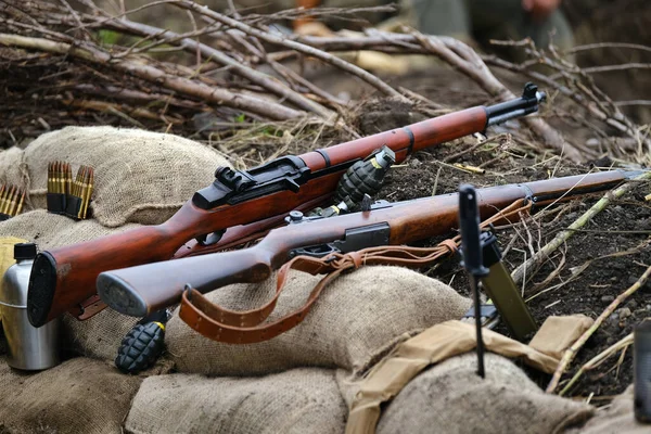 Lee Enfield Багатоствольна Магазинна Гвинтівка Яка Слугувала Головним Вогнепальним Озброєнням — стокове фото