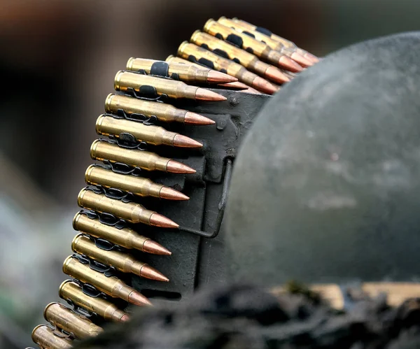 Cartuchos Metralhadora Cinto Ligado Para Arma Alemã Ww2 — Fotografia de Stock