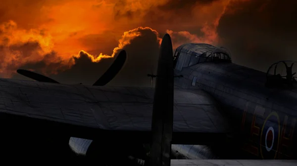 British Lancaster Heavy Four Engine Bomber Second World War Night — Stock Photo, Image