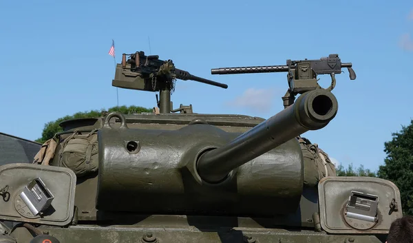 Пулемёт Калибра Установленный Башне Танка Шермана Пушкой — стоковое фото