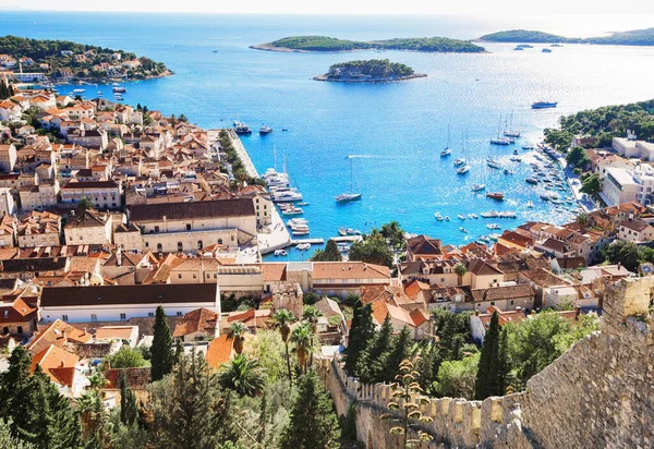 Vista Aérea Cidade Hvar Ilha Hvar Dalmácia Croácia — Fotografia de Stock