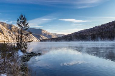 Winter breath of the Yenisei River clipart