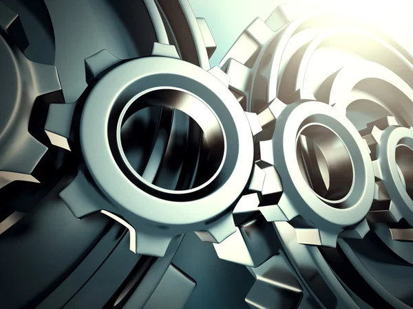 Industrial blue cogwheel gears — Stock Photo, Image