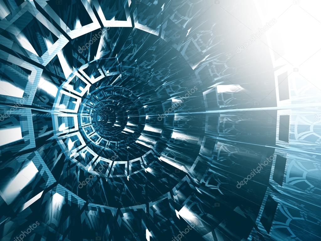 Abstract Blue Futuristic Tunnel