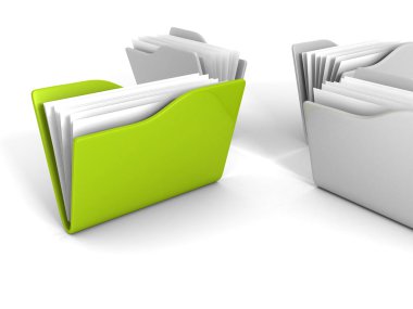 gri office klasörler ile yeşil bir