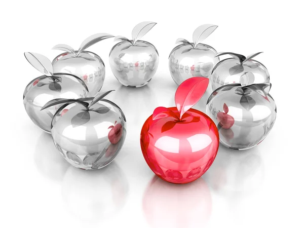 Červené jablko různé — Stock fotografie
