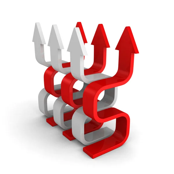 Red and white leader arrows — Stock Photo, Image