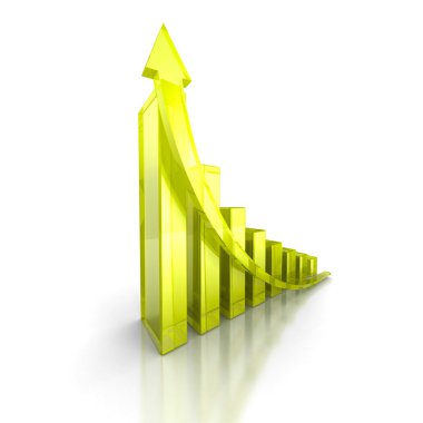 Yeşil çubuklar grafik ok ile artan