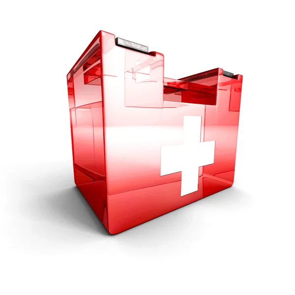 Red glass first aid kit — Stock Photo, Image