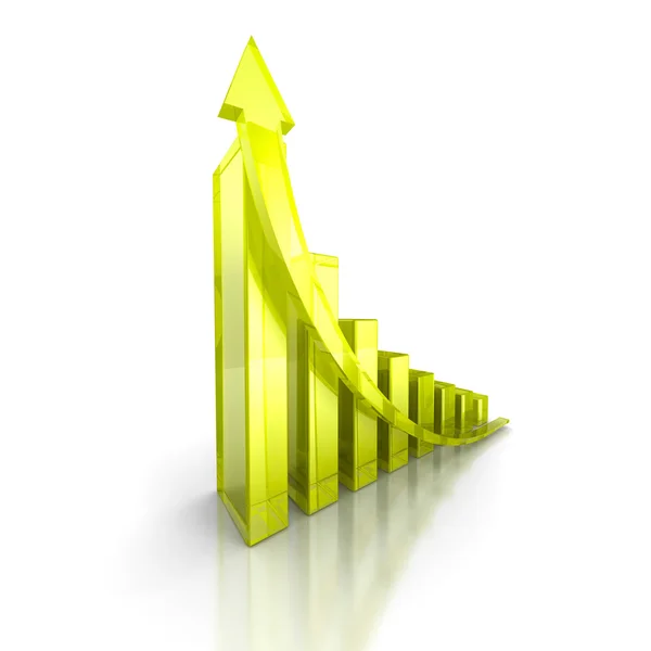 Diagramme croissant de barres vertes avec flèche — Photo