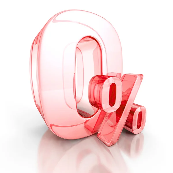 Noll röda böjda procenttecken — Stockfoto