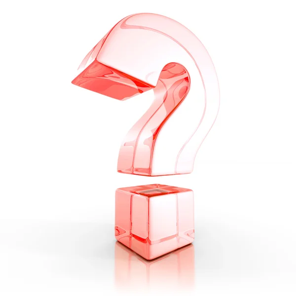 3d red glass question mark — Stock Photo, Image