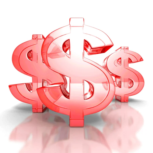 Three red dollar currency symbols — Stock Photo, Image