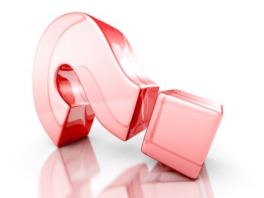 Kırmızı cam 3d soru işareti