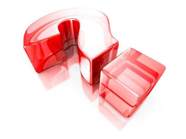 Rött glas 3d frågetecken — Stockfoto