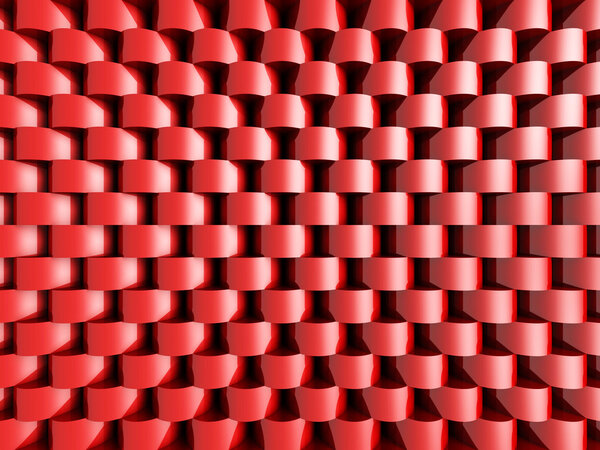 Abstract Red Round Pattern Wall Architecture Background. 3d Render Illustration