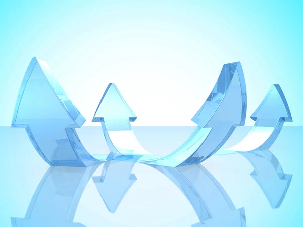 Abstrato Vidro Azul Ascensão Setas Fundo — Fotografia de Stock