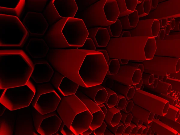 Red Hexagon Tubes — Stock Photo, Image