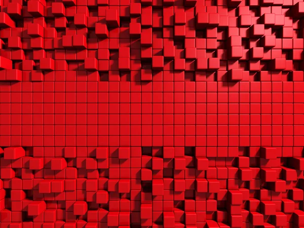 Abstract Red Cube Blocks Wall