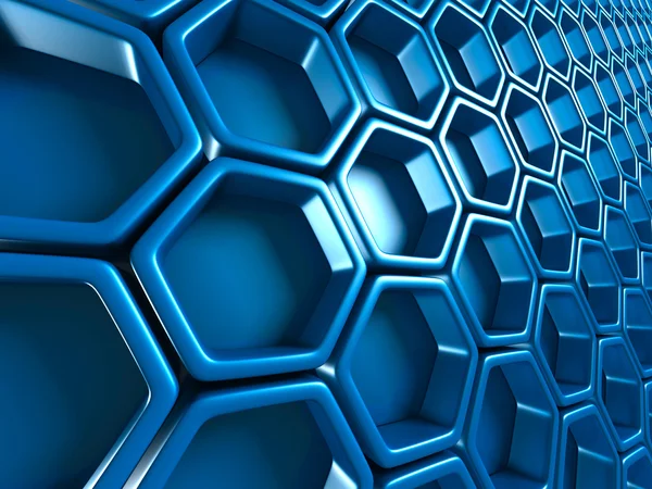 미래의 블루 육각형 패턴 광택 배경 — 스톡 사진