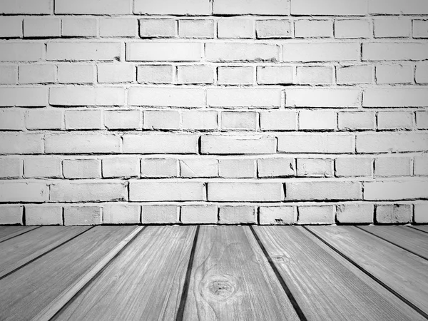Brick Wall And Wooden Floor — Stock Photo, Image