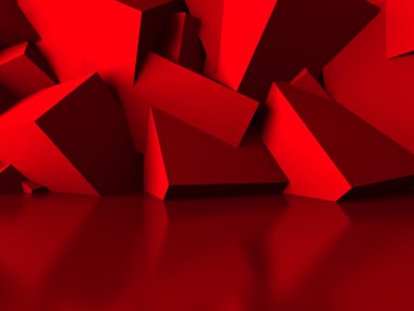 Kırmızı kaotik küpleri duvar 