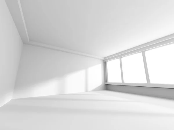 Пустая белая комната с окнами — стоковое фото