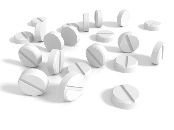 Many White Drug Pills — Stock Photo, Image