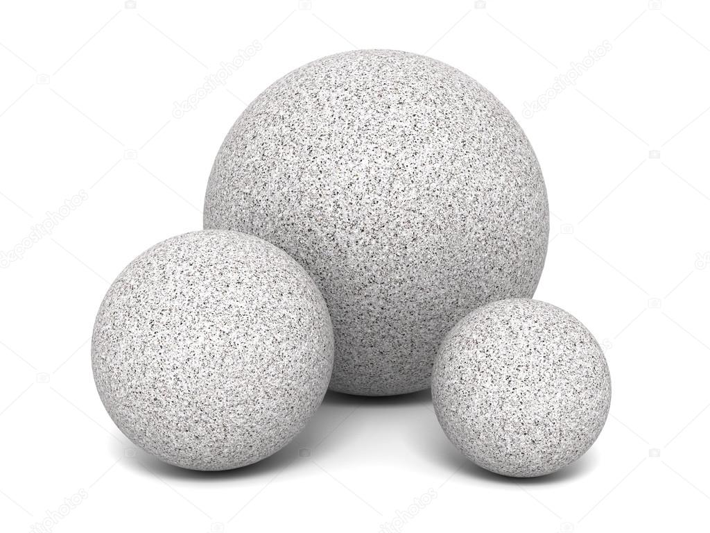 Three Abstract Concrete Stone Spheres