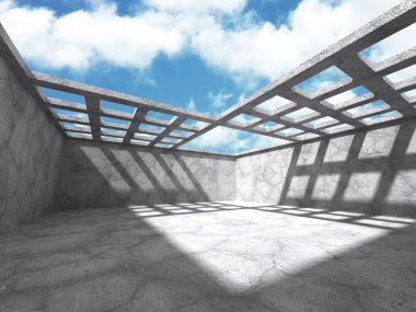 Beton duvarlar boş odası iç