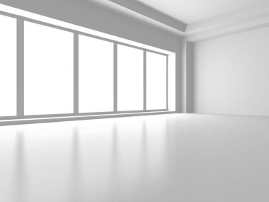 Beyaz Modern Boş Oda. Soyut Bina Konsepti. 3d Hazırlama