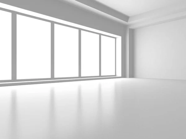 White Modern Empty Room. Abstract Building Concept. 3d Render