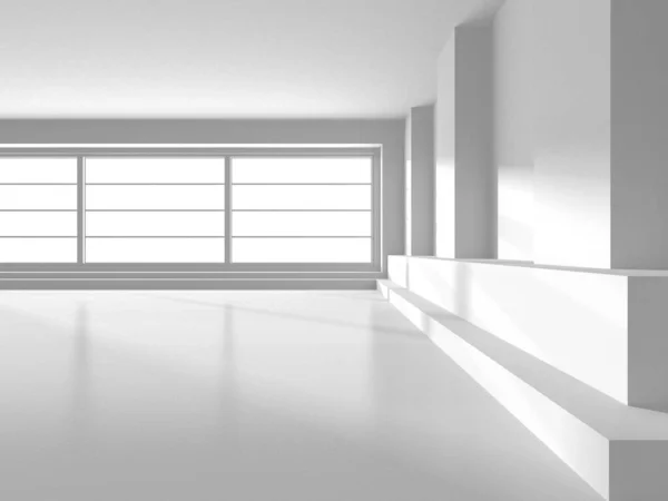 White Modern Empty Room Abstract Building Concept Render — Stock Photo, Image