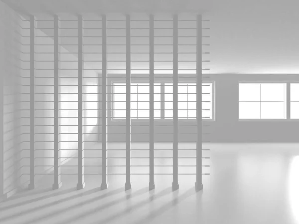 White Modern Empty Room. Abstract Building Concept. 3d Render