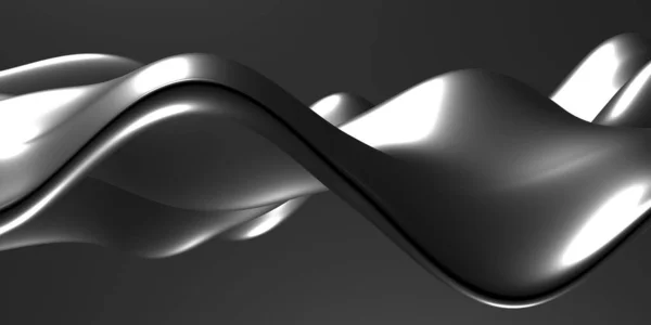 金属抽象波状液体背景 3Dレンダリング図 — ストック写真